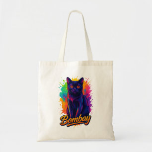 Bolso De Tela Vibrante Pop Art Bombay Cat - Neon Street Art