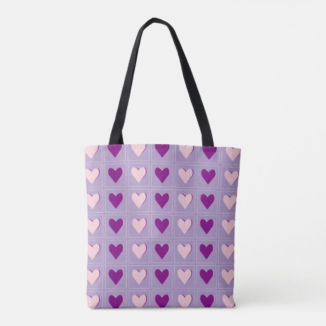 Bolso De Tela Vibrante Purple Heart-Shaped (Reverso)