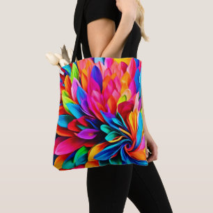 Bolso De Tela Vibrante resumen de la flor arcoiris