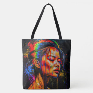 Bolso De Tela Vibrante retrato neón - Resumen de arte expresioni