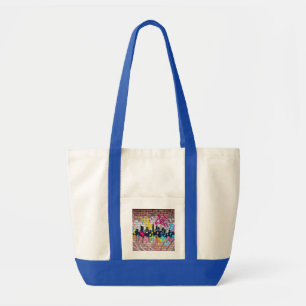 Bolso De Tela Vibrante Skyline de la ciudad pintada con aerosol