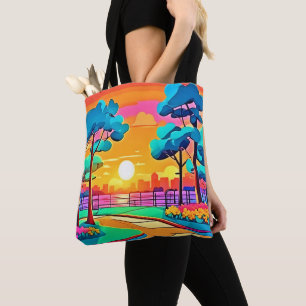 Bolso De Tela Vibrante Sunset Cityscape