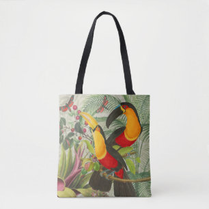 Bolso De Tela Vibrantes Aves Tropicales Turcas Arte Selva Exótic
