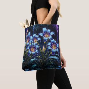 Bolso De Tela Vibrantes lirios luminosos jardín de fantasía flor