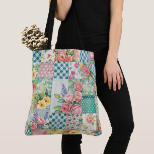 Bolso De Tela Vibrantes Mariscos Primavera Floral Parches