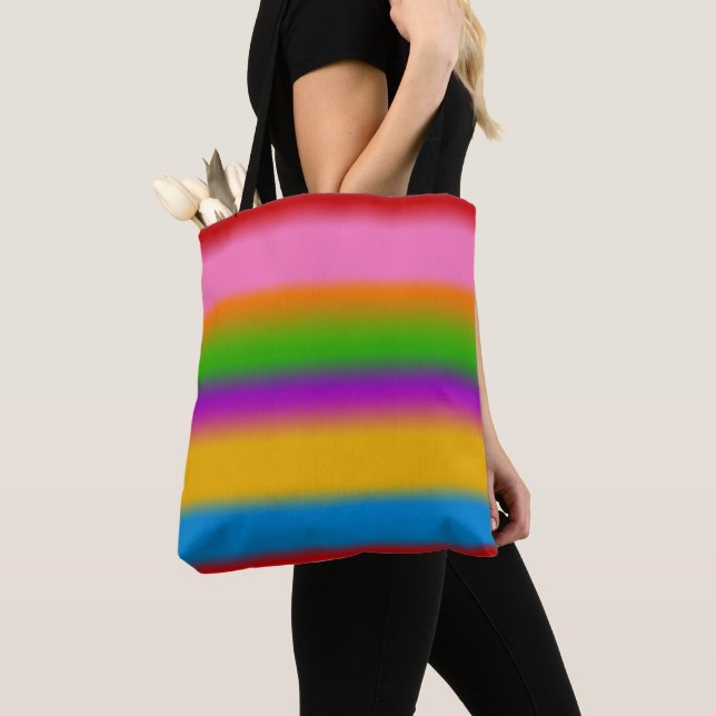 Bolso De Tela Vibrantes rayas de gradiente de arcoíris multicolo (Detalle)