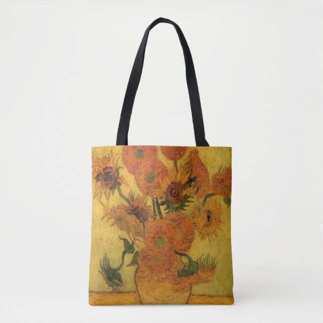 Bolso De Tela Vicente van Gogh Vase de Vida Fija con 15 girasole (Anverso)