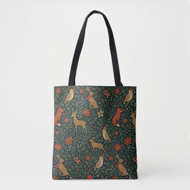Bolso De Tela Victorian Christmas Animal & Botanical  (Anverso)