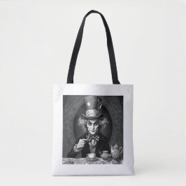 Bolso De Tela Victoriano Mad Hatter Black & White