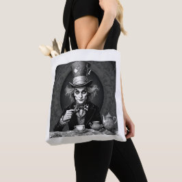Bolso De Tela Victoriano Mad Hatter Black & White