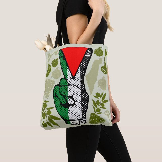 Bolso De Tela Victory Sign Hand Resistance Red Triangle Symbol (Detalle)