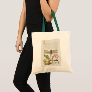 Bolso De Tela Vida de jardín, libélula, pera, clavel e insecto