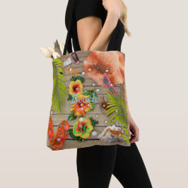 Bolso De Tela Vida de Playa Verano Vacaciones Tropicales Hibisco