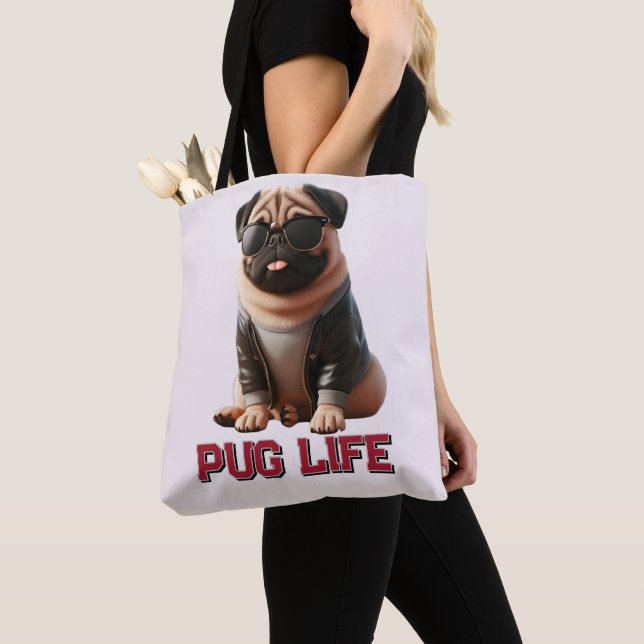 Bolso De Tela Vida de Pug Perro Pug Lindo (Detalle)