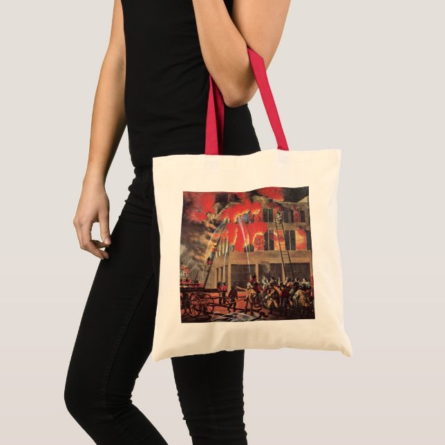 Bolso De Tela Vida de un bombero, antiguos bomberos combatiendo  (Anverso (producto))