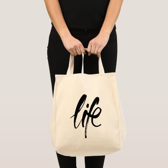 Bolso De Tela Vida en Negro Cepillado (Anverso (producto))