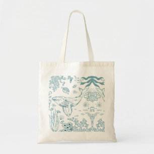 Bolso De Tela Vida marina dibujada a mano