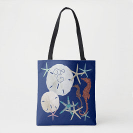 Bolso De Tela Vida Marina Monograma Azul Marino