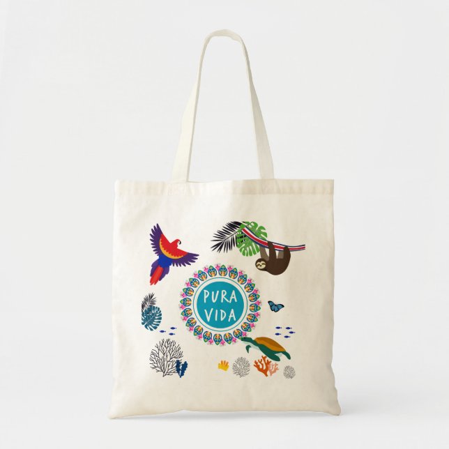 Bolso De Tela Vida salvaje de Pura Vida - Costa Rica (Frente)