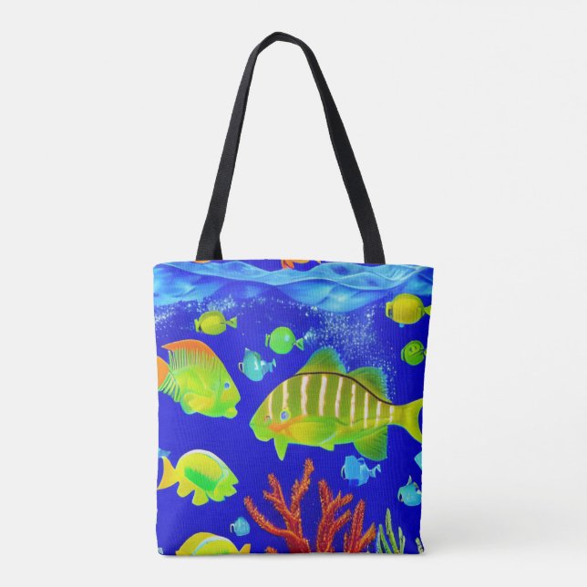 Bolso De Tela Vida salvaje marina: Flora y fauna (Reverso)
