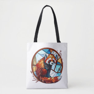 Bolso De Tela Vida silvestre de vidrio manchado del retrato anim