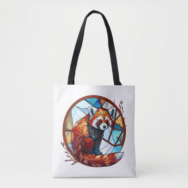 Bolso De Tela Vida silvestre de vidrio manchado del retrato anim (Anverso)