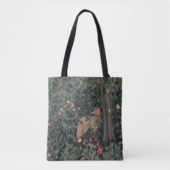 Bolso De Tela Vida silvestre William Morris Greenery Fox (Anverso)