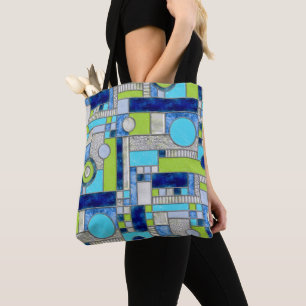 Bolso De Tela Vidrio azul manchado