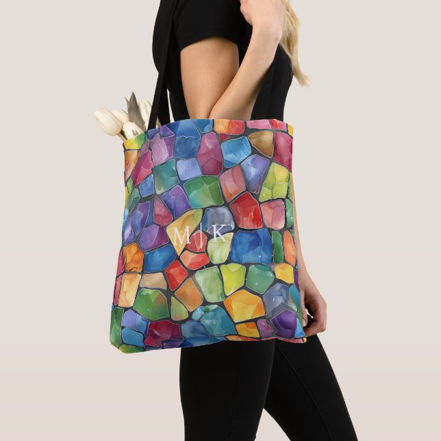 Bolso De Tela Vidrio con manchas de arco iris acuático (Detalle)