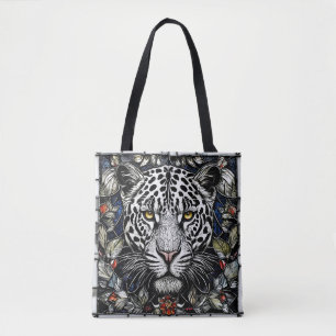 Bolso De Tela Vidrio emplomado Leopardo blanco y negro