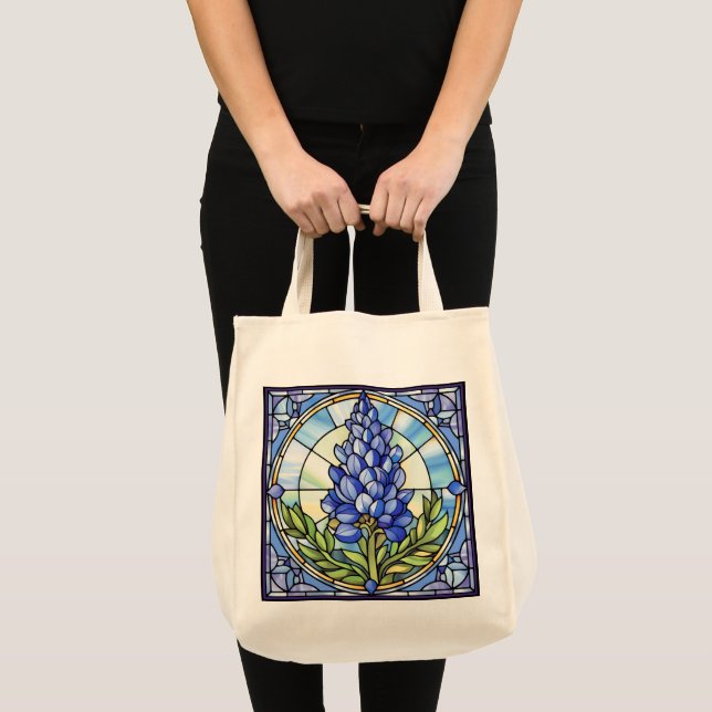 Bolso De Tela Vidrio Manchado de Texas Bluebonnet (Anverso (producto))