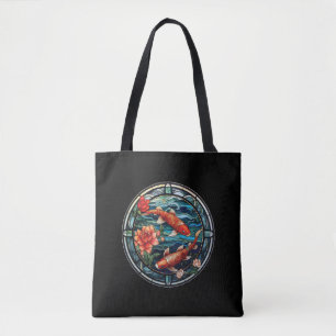 Bolso De Tela Vidrio Manchado estilo asiático Koi Fish y Camelli