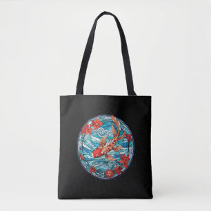 Bolso De Tela Vidrio Manchado estilo asiático Koi Fish y Camelli