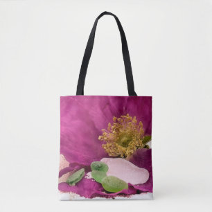 Bolso De Tela Vidrio marino y rosa de playa - tote