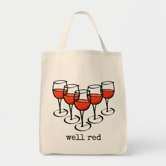 Bolso De Tela Vidrio personalizado Bueno Humor De Vino Rojo (Frente)