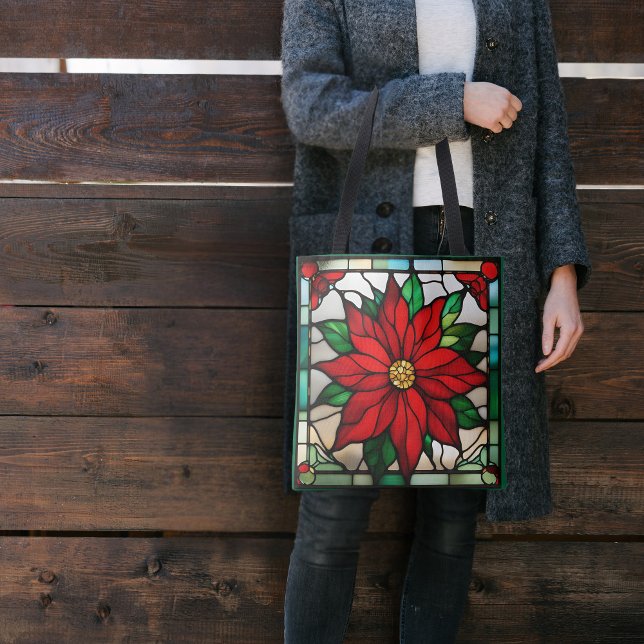 Bolso De Tela Vidrio simple de Poinsettia Faux Stained (Subido por el creador)