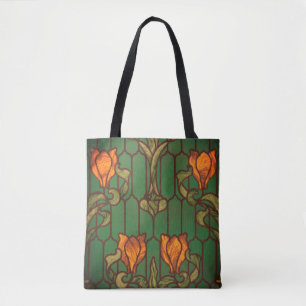 Bolso De Tela Vidrio tendido estilo arte floral flores nouveau