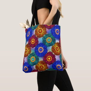Bolso De Tela Vidrio Teñido Abstracto Rojo Verde Azul Naranja