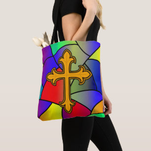 Bolso De Tela Vidrio y cruz religiosa