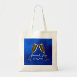 Bolso De Tela Vidrios de Champán y fondo azul