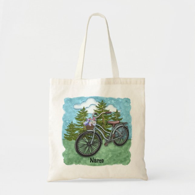 Bolso De Tela Vieja Bicicleta Azul (Frente)