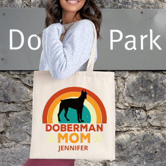 Bolso De Tela Viejo Doberman Dog Mom Sunset Personalizado