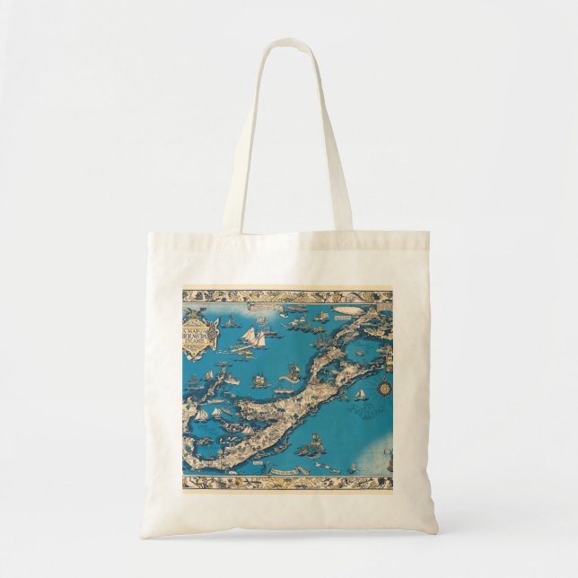 Bolso De Tela Viejo mapa vintage de las islas Bermudas (Frente)