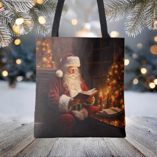 Bolso De Tela Viejo Santa leyendo un libro Navidades