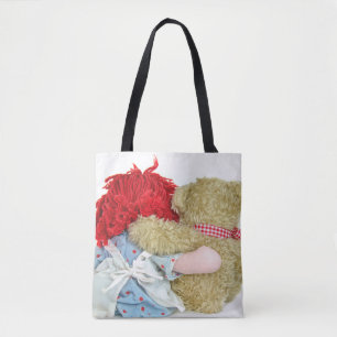 Bolso De Tela viejo trapo con oso de peluche
