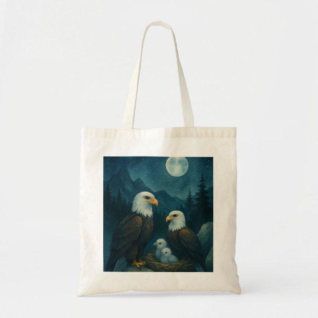 Bolso De Tela Vigilancia nocturna - Familia Águila bajo las estr (Frente)