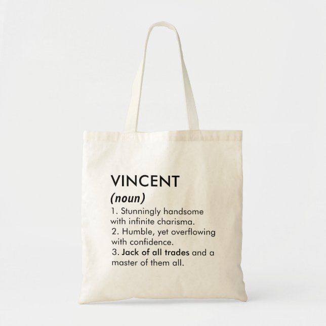 Bolso De Tela Vincent name, Editable name, Custom name (Frente)