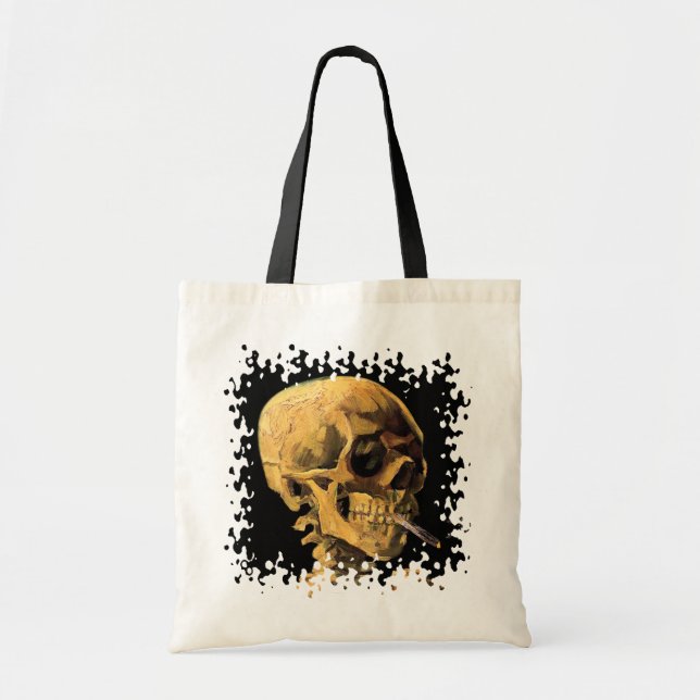 Bolso De Tela Vincent Van Gogh - Calavera Con Cigarrillo Quemado (Frente)