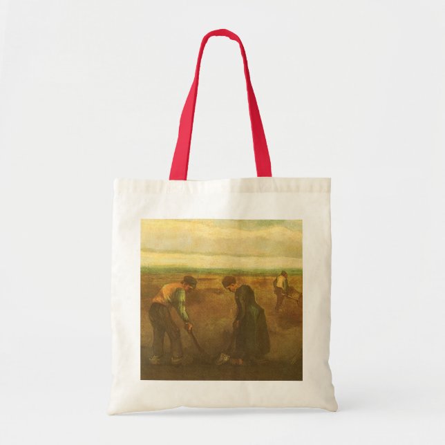 Bolso De Tela Vincent van Gogh - Campesinos plantando patatas  (Frente)