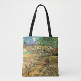 Bolso De Tela Vincent van Gogh - Campo de trigo cercado con camp